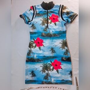 Pam & Gela Blue Red Sheath Mini Dress